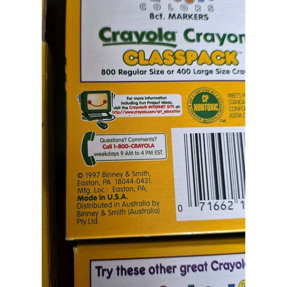 Vintage Unused Crayola Crayons & Markers Two 16 Count/One 24 Count/10 Count